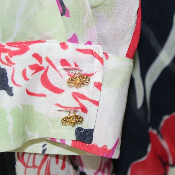 St John Floral Sheer Button Front Blouse HW6409 - Picture 5 of 5